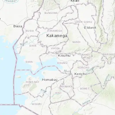Map showing location of Kisumu (-0.102210, 34.761710)