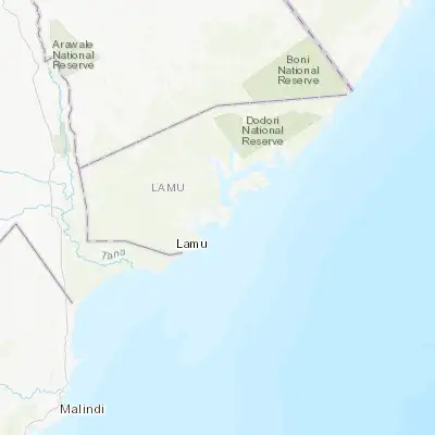 Map showing location of Lamu (-2.271690, 40.902010)