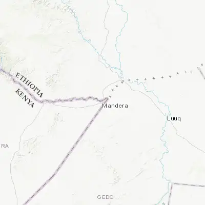 Map showing location of Mandera (3.937260, 41.856880)