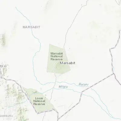 Map showing location of Marsabit (2.334680, 37.990860)