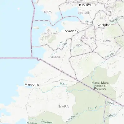 Map showing location of Migori (-1.063430, 34.473130)