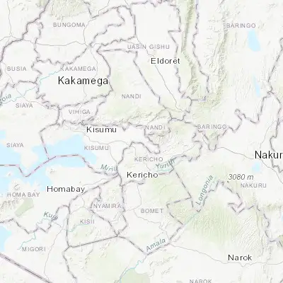 Map showing location of Muhoroni (-0.158160, 35.196450)