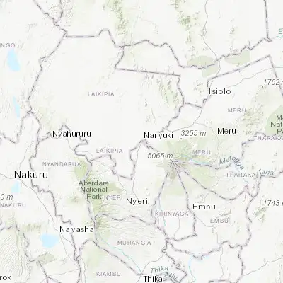 Map showing location of Nanyuki (0.006240, 37.073980)