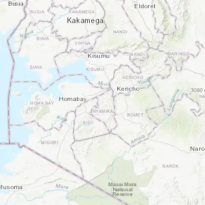 Map showing location of Nyamira (-0.563330, 34.935830)