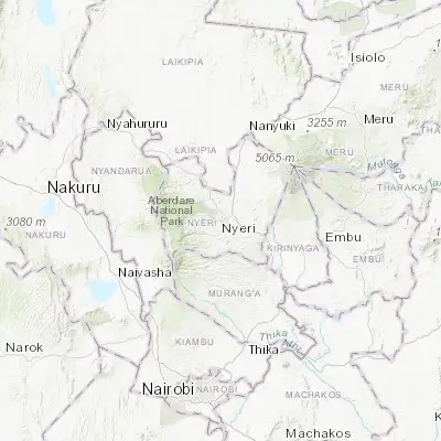 Map showing location of Nyeri (-0.420130, 36.947590)