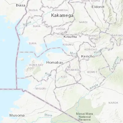 Map showing location of Oyugis (-0.509740, 34.730670)