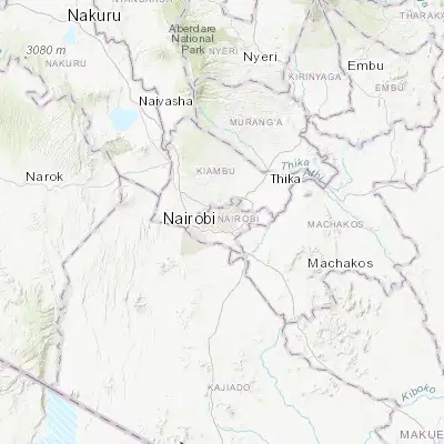 Map showing location of Pumwani (-1.283330, 36.850000)