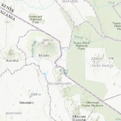 Map showing location of Taveta (-3.398790, 37.683360)