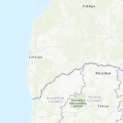 Map showing location of Priekule (56.446790, 21.589680)