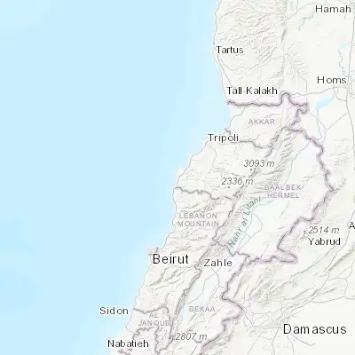 Map showing location of Batroûn (34.255280, 35.658060)