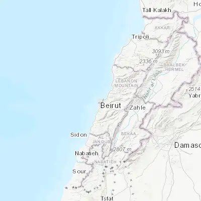 Map showing location of Beirut (33.893320, 35.501570)