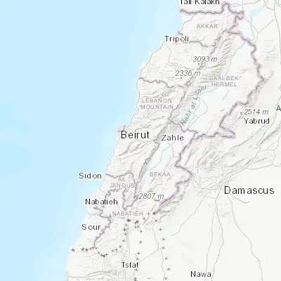 Map showing location of Bhamdoûn el Mhatta (33.808610, 35.659720)