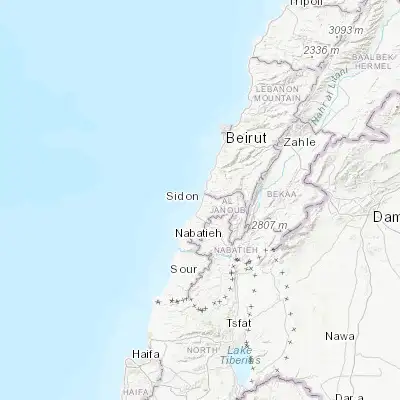 Map showing location of Sidon (33.557510, 35.371480)