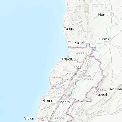 Map showing location of Tripoli (34.433520, 35.844150)