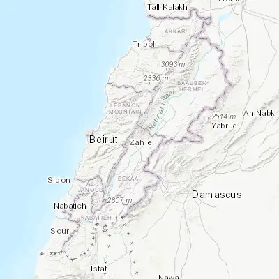 Map showing location of Zahlé (33.846750, 35.902030)