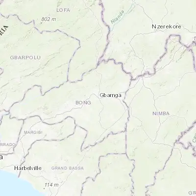 Map showing location of Gbarnga (6.995430, -9.471220)
