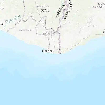 Map showing location of Harper (4.378200, -7.710810)