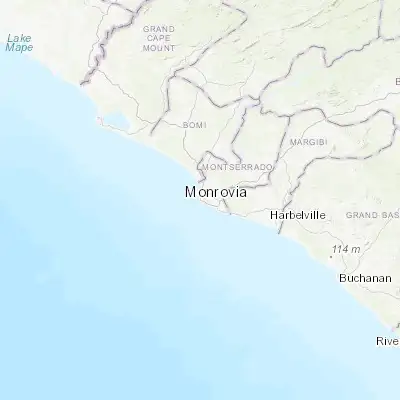 Map showing location of Monrovia (6.300540, -10.796900)