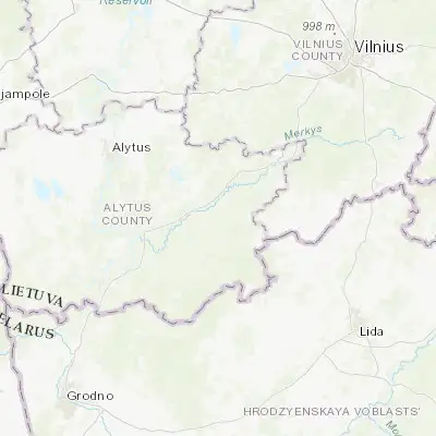 Map showing location of Varėna (54.215460, 24.575380)