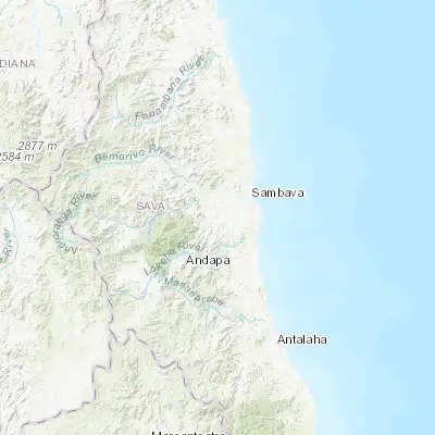 Map showing location of Ambodivoara (-14.333330, 49.983330)