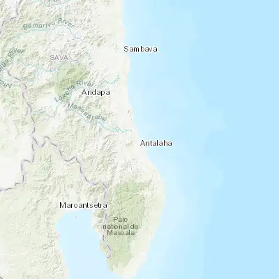 Map showing location of Antalaha (-14.900330, 50.278760)