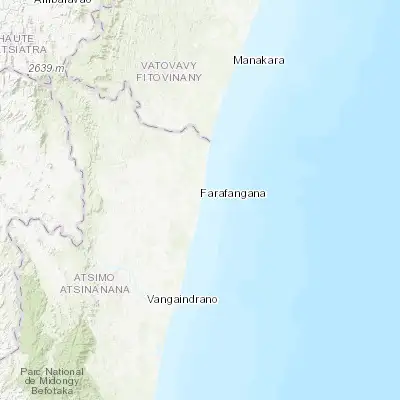 Map showing location of Farafangana (-22.822230, 47.826150)