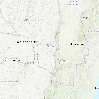 Map showing location of Miadanandriana (-19.033330, 47.783330)