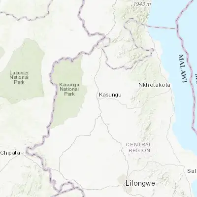 Map showing location of Kasungu (-13.033330, 33.483330)