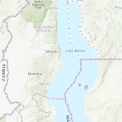 Map showing location of Nkhata Bay (-11.606590, 34.290730)