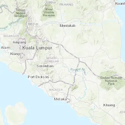 Map showing location of Bahau (2.807900, 102.404900)