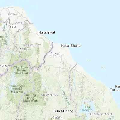 Map showing location of Kampong Pangkal Kalong (5.916670, 102.216670)