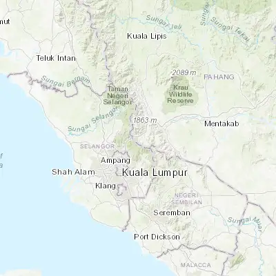 Map showing location of Kampung Bukit Tinggi, Bentong (3.349440, 101.826310)