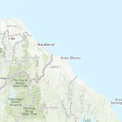 Map showing location of Kota Bharu (6.123610, 102.243330)