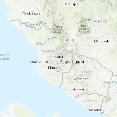 Map showing location of Kuala Lumpur (3.141200, 101.686530)