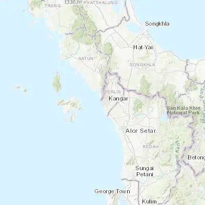 Map showing location of Kuala Perlis (6.400000, 100.133330)