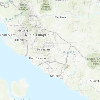 Map showing location of Kuala Pilah (2.738900, 102.248700)