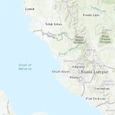 Map showing location of Kuala Selangor (3.350000, 101.250000)