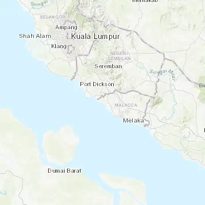 Map showing location of Kuala Sungai Baru (2.359400, 102.035300)