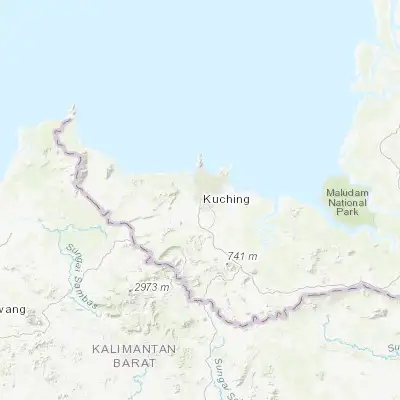 Map showing location of Kuching (1.550000, 110.333330)