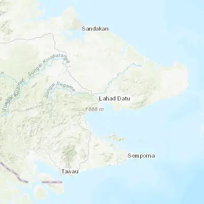 Map showing location of Lahad Datu (5.022980, 118.328970)