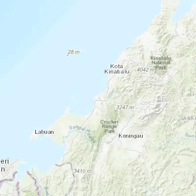 Map showing location of Papar (5.733330, 115.933330)