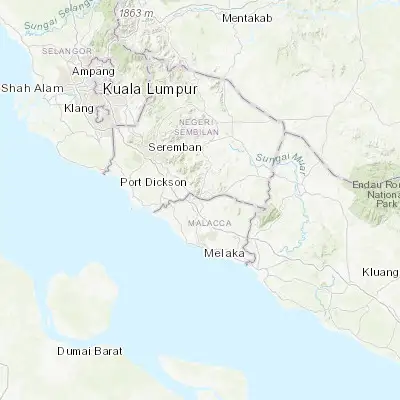 Map showing location of Pulau Sebang (2.455000, 102.232900)