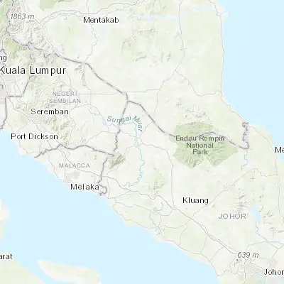 Map showing location of Segamat (2.514800, 102.815800)