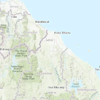 Map showing location of Tanah Merah (5.800000, 102.150000)