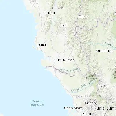 Map showing location of Teluk Intan (4.022190, 101.020830)
