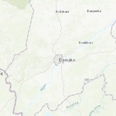 Map showing location of Bamako (12.650000, -8.000000)