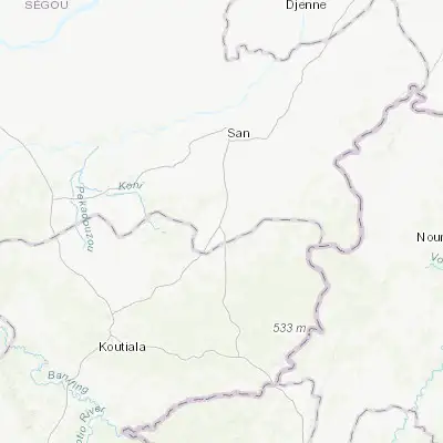 Map showing location of Kinmparana (12.842170, -4.924500)
