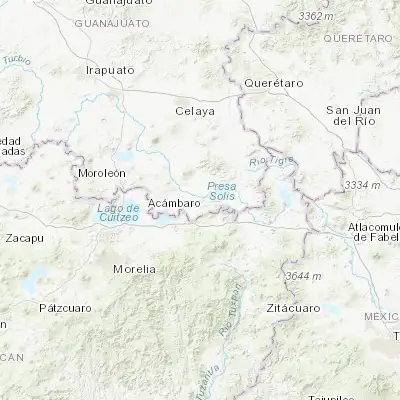 Map showing location of Acámbaro (20.030850, -100.721940)