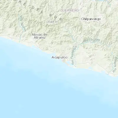 Map showing location of Acapulco de Juárez (16.849420, -99.908910)