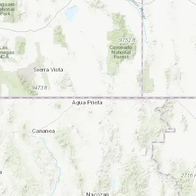 Map showing location of Agua Prieta (31.330710, -109.548760)